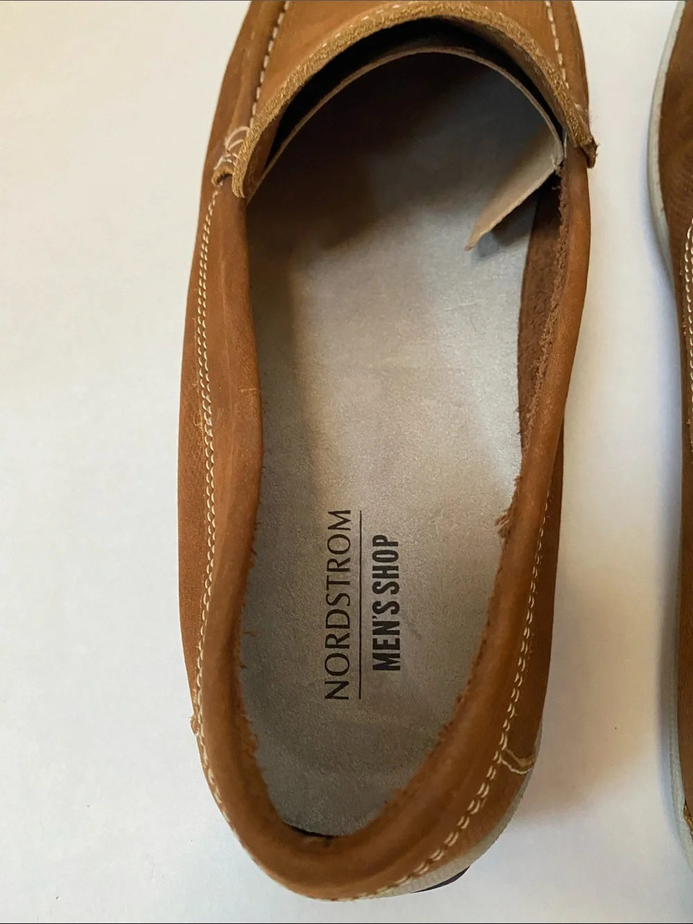 NWOT Nordstrom Men’s Tan Leather Slip-On Driving Round Toe Casual Moc Loafers 11